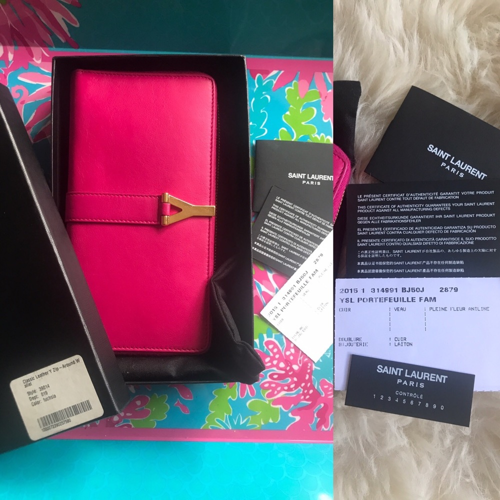 Yves Saint Laurent Y line zip around wallet